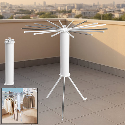 Heavy-Duty Foldable Rotary Clothes Drying Rack Stand with 360° Rotating Arms