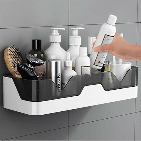 Adhesive Storage Rack, Wall Mounted Plastic Shelf Organizer for Bathroom (pack of 1)