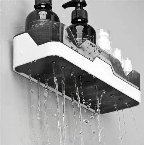 Adhesive Storage Rack, Wall Mounted Plastic Shelf Organizer for Bathroom (pack of 1)